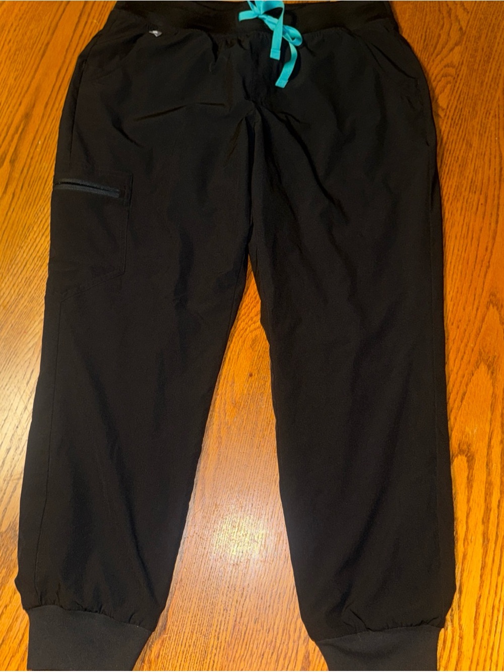 Figs Women's Black Joggers with Teal Drawstring